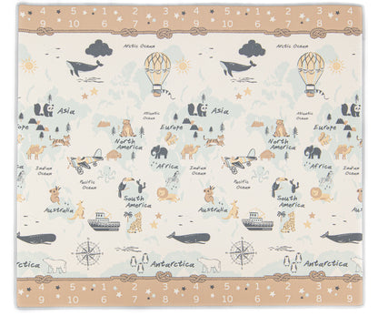 World Map/ Solid Grey Play Mat